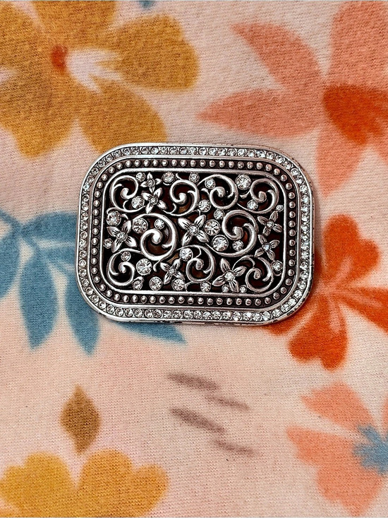Blazin Roxx Accessories - Blazin Roxx Rhinestone Filigree Belt Buckle Western Glitz Silver Tone